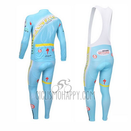Astana Cycling Jersey Bib Tight 2013 Long Sleeve Light Blue
